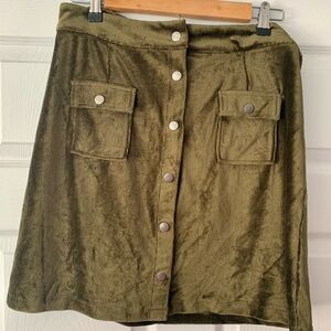 NWT Umgee Olive Green Stretchy Velvet Skirt